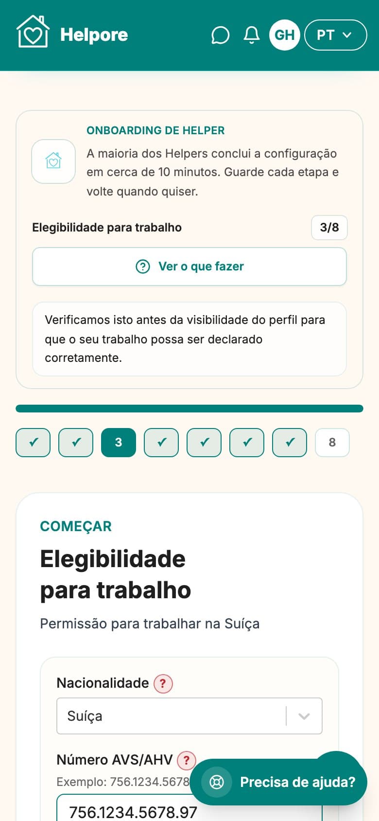 Captura movel do passo de direito a trabalhar helper.