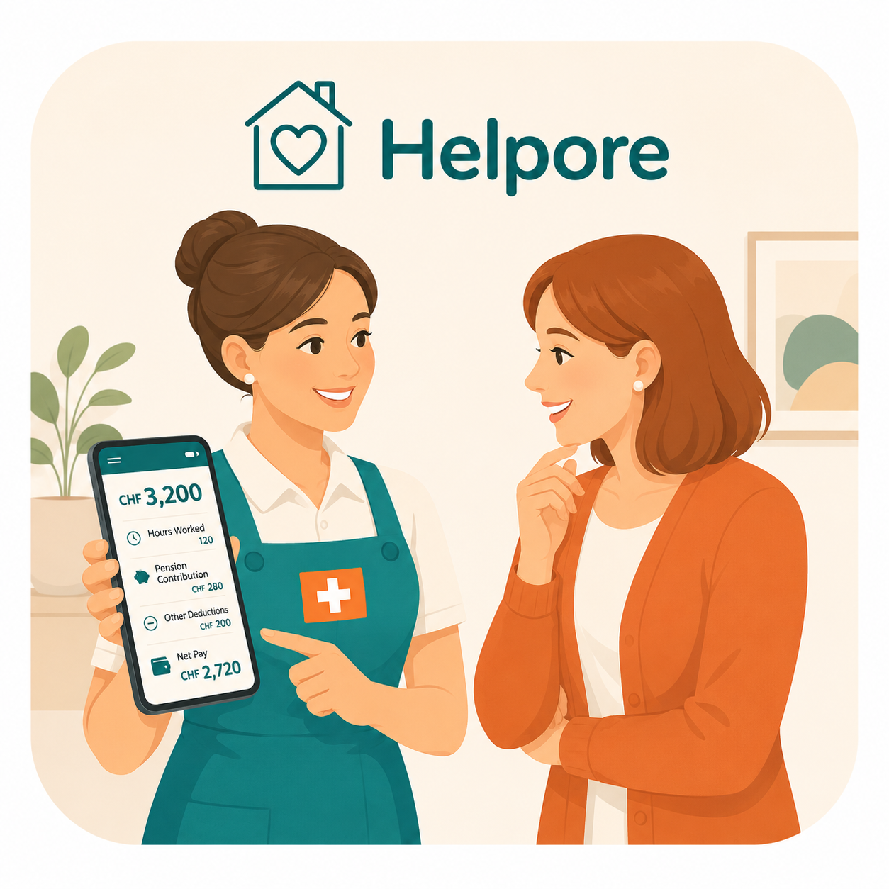 Swiss household help booking and admin shown in Helpore